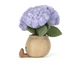 Stuffed toy resembling a hydrangea with a textured pot on a white background