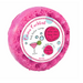 Pink body butter sponge with a label on a white background