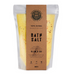 Packaged bath salt with brown label on a white background