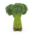 Toy broccoli with a smiling face on a white background