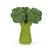 Green plush toy shaped like broccoli on a white background