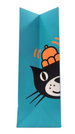 Blue paper folder with a black cat face design on a white background