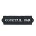 Black sign with 'COCKTAIL BAR' text on a white surface