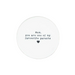 Round white coaster with text on a white surface