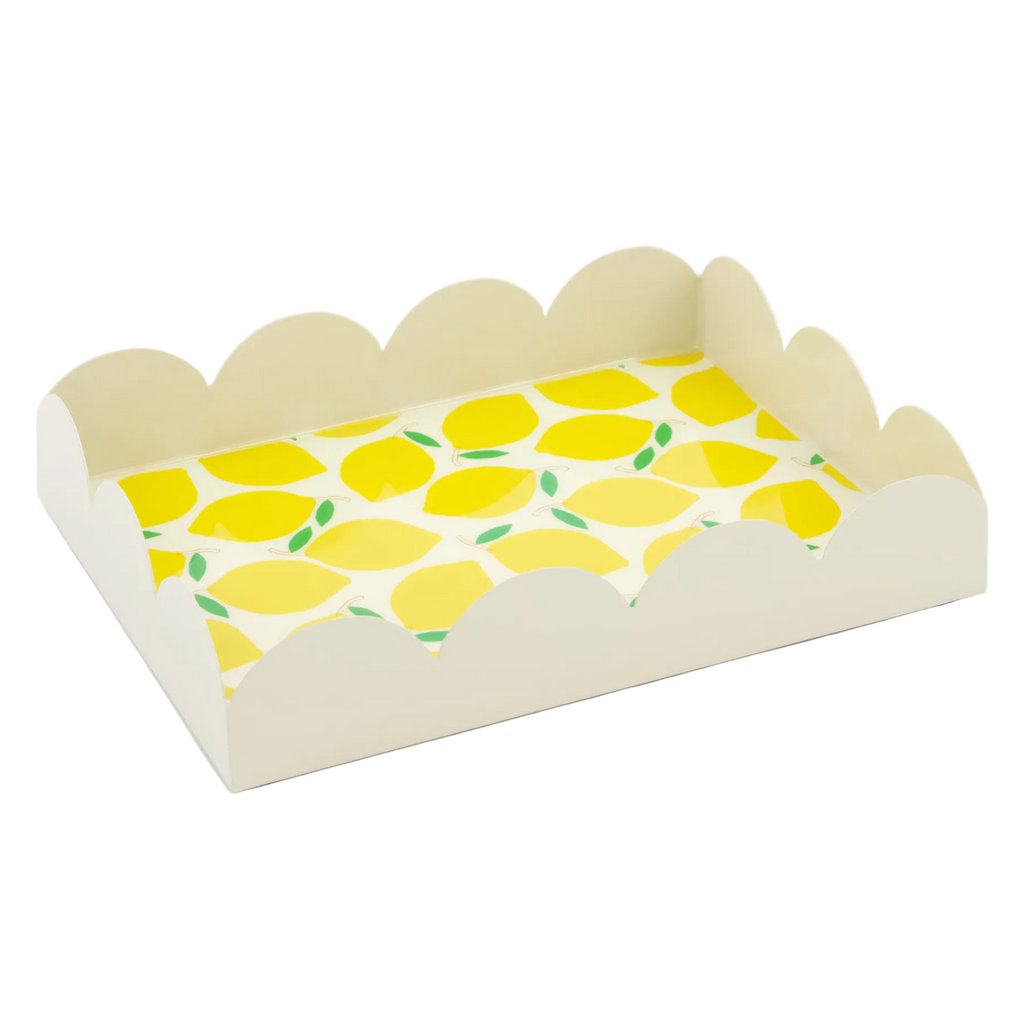 Cream Lemons Scalloped Desk Tray 15x20cm