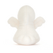 A white plush angel toy shown from the back, featuring soft wings and a fluffy texture, isolated on a white background.