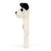 A plush dog-shaped novelty item, likely a pen or tool handle, featuring a white body with black patches on the ears, eyes, and nose, standing upright against a plain white background.