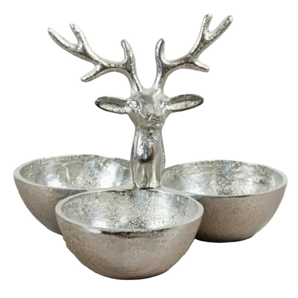Portland Living Silver Stag Triple Bowl Dish