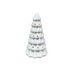 A small white ceramic Christmas tree-shaped candle holder or diffuser with perforated holes.