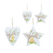 Four decorative hanging ornaments shaped like a heart and two stars, each printed with a Winnie the Pooh tree illustration on a white background.