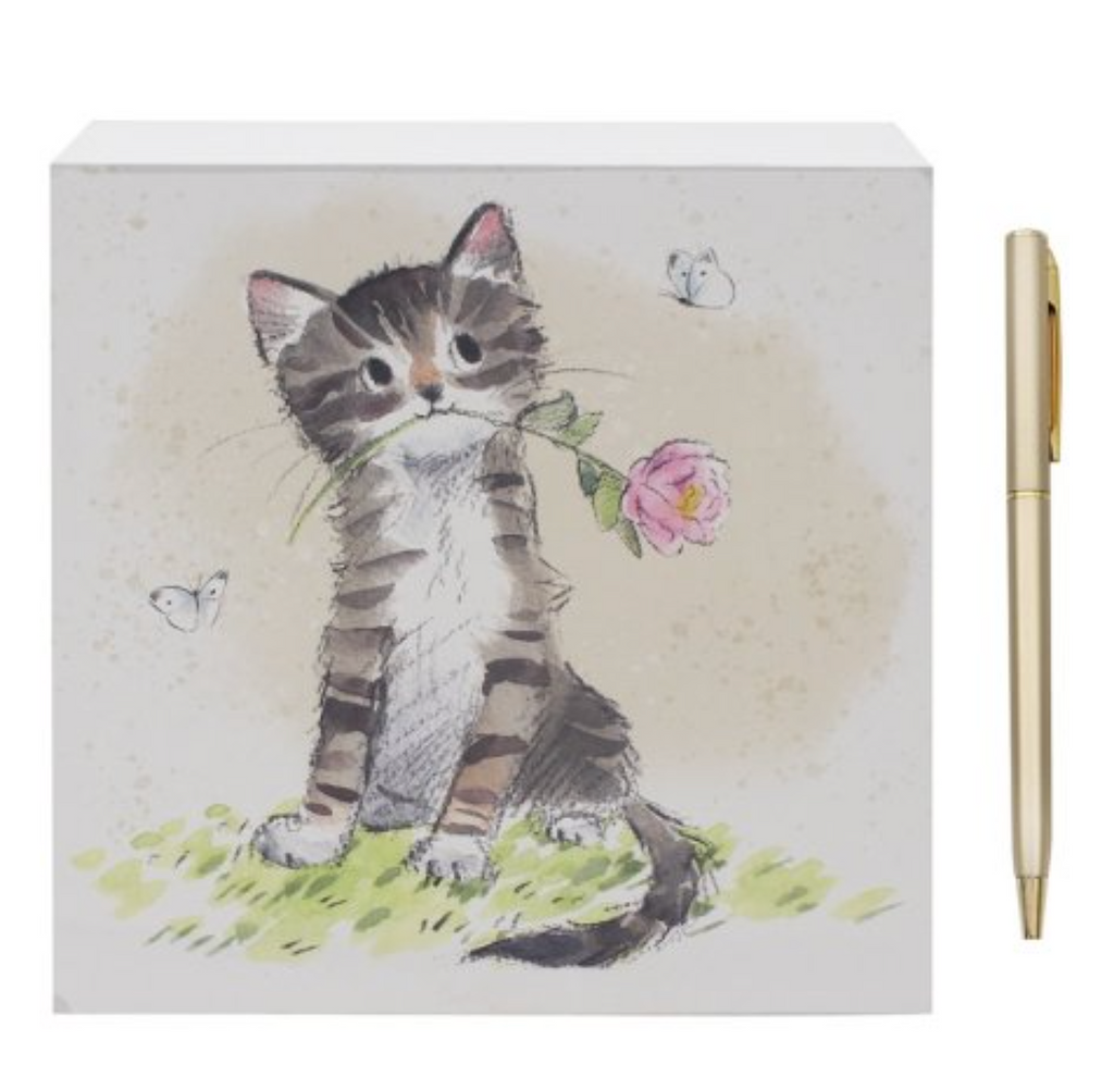 Cat With Rose Memo Pad