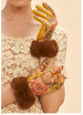 Powder Bernadette Faux Suede Gloves in Mustard Floral