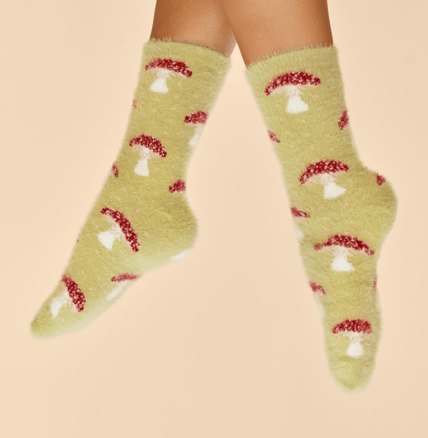 Tiny Toadstools Fuzzy Slipper Socks