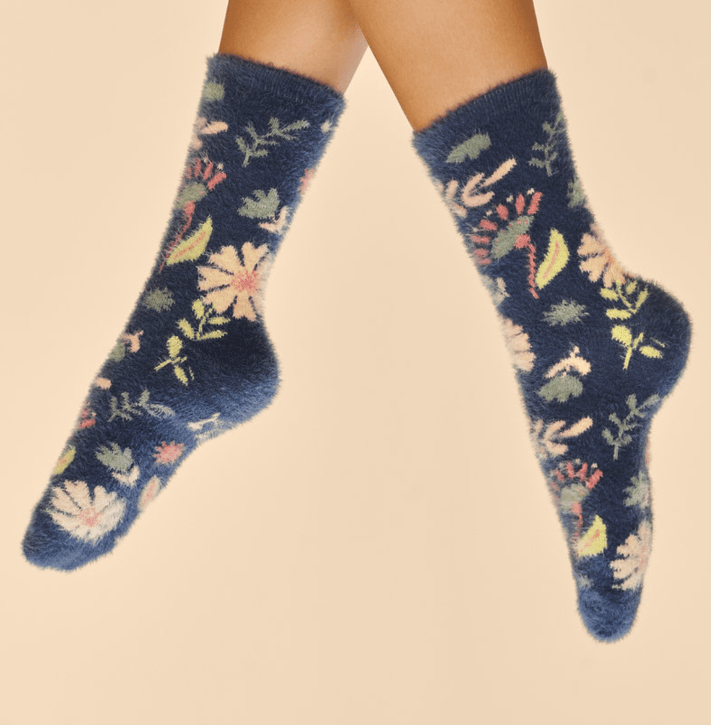 Watercolour Flowers Fuzzy Slipper Socks