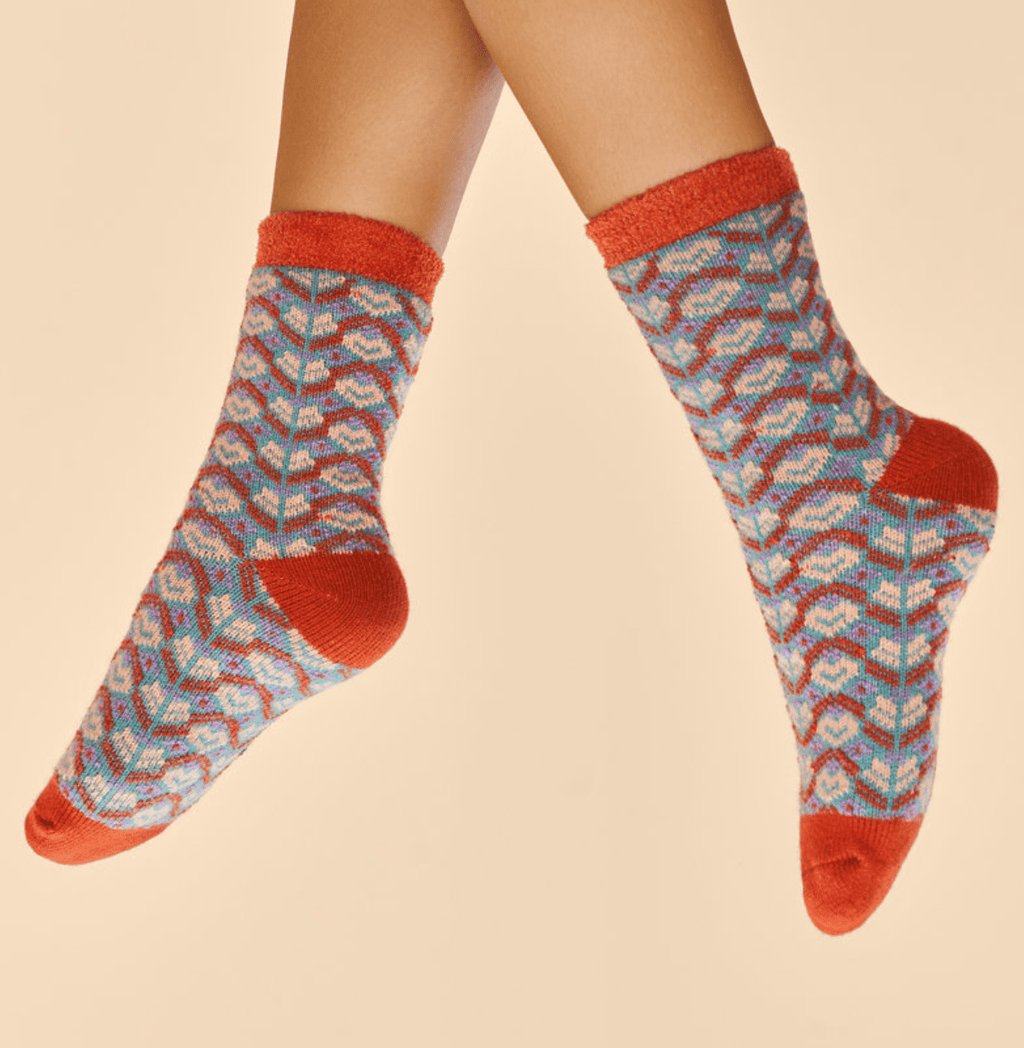 Powder Fair Isle Cosy Socks - Teal