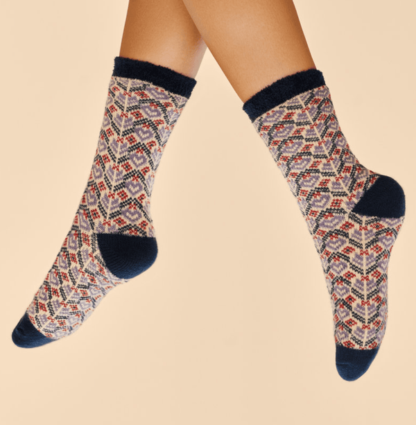 Powder Fair Isle Cosy Socks - Cream