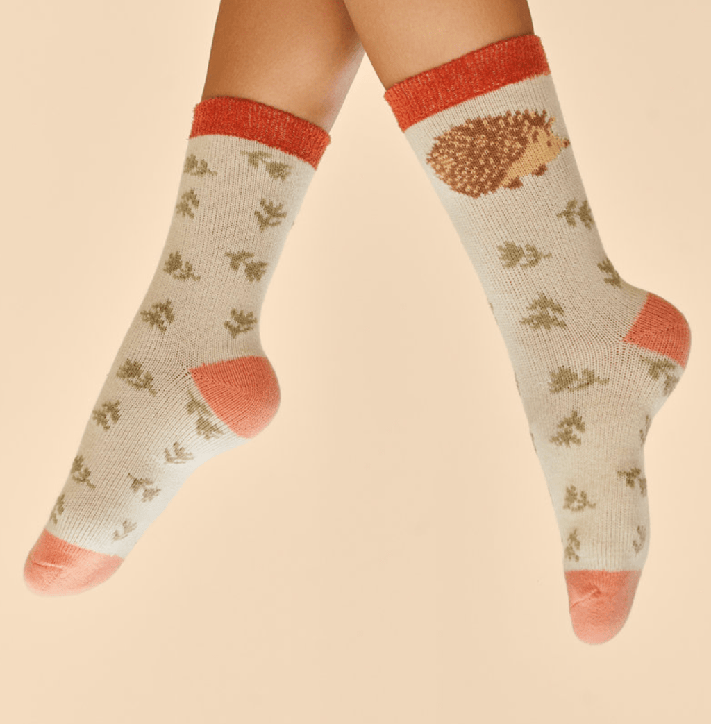 Powder Happy Hedgehog Cosy Socks - Cream