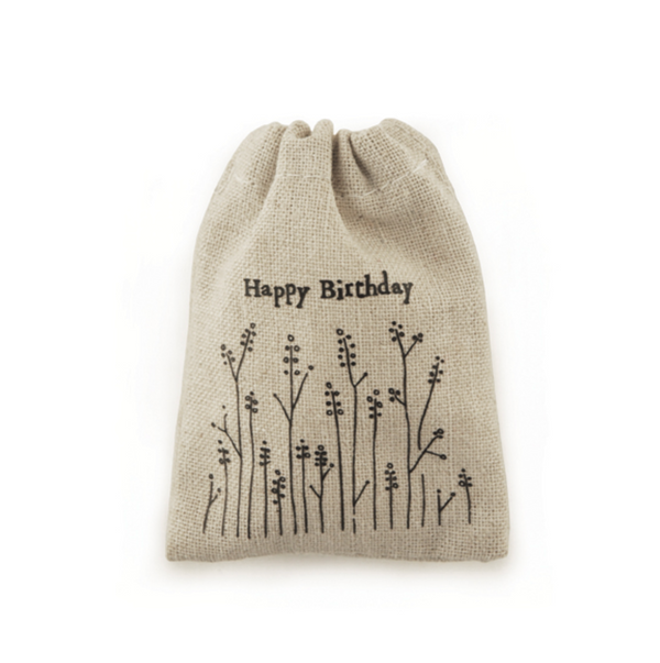 East of India Small Drawstring Bag - Happy Birthday