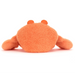 Orange plush crab toy on a white background