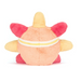 Plush toy with pink and yellow sun design on a white background