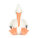 Stuffed pelican toy with a white body, orange beak, and feet on a white background