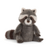 Plush raccoon toy on a white background