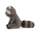Plush toy raccoon on a white background