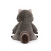 Plush raccoon toy on a white background