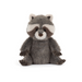 Plush raccoon toy on a white background