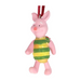 A small Piglet Christmas ornament featuring a pink Piglet figure wearing a green and yellow striped shirt, with a red hanging ribbon at the top, shown against a plain white background.