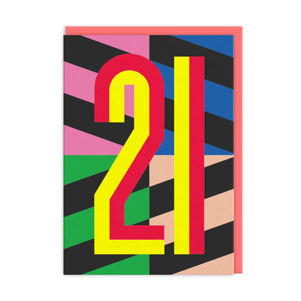 Ohh Deer 21 Neon Birthday Card