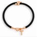 Black A-Z Initial Charm Heart Adjustable Cord Bracelet