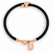 Black A-Z Initial Charm Heart Adjustable Cord Bracelet