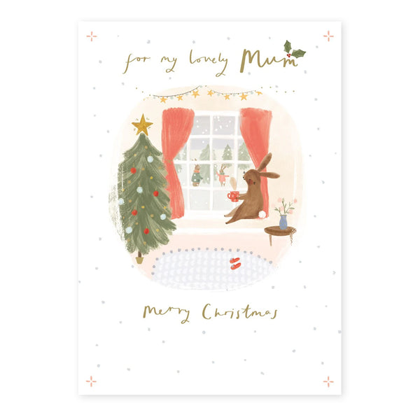 The Art File Mum Rabbit In Window Christmas Card