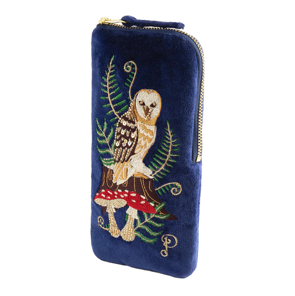 Powder Velvet Sunglasses Pouch - Woodland Owl