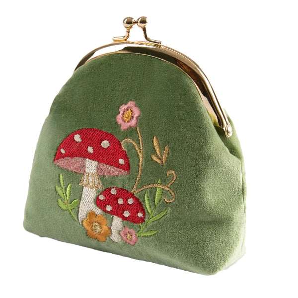 Powder Velvet Coin Purse - Toadstools