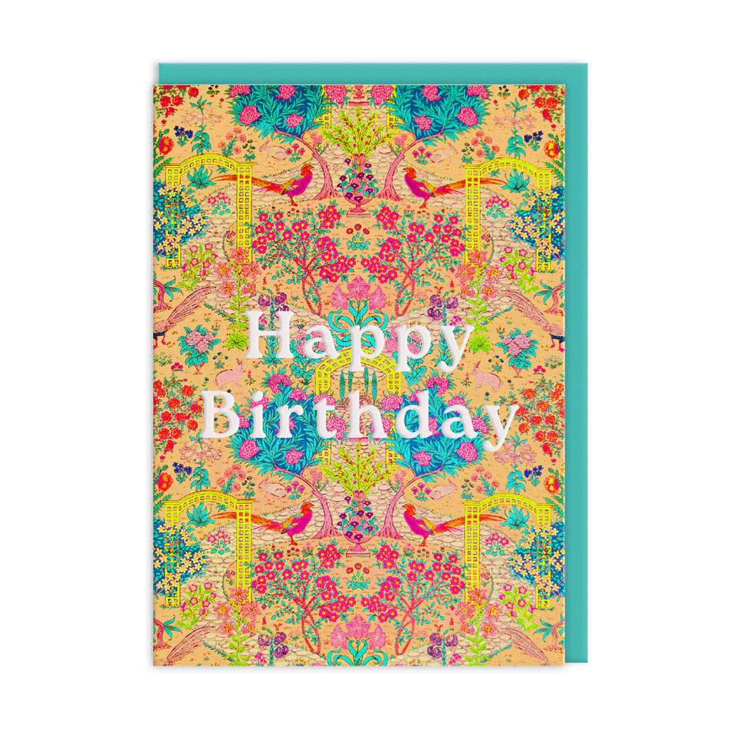 Ohh Deer Neon Floral Ornate Garden Greeting Card