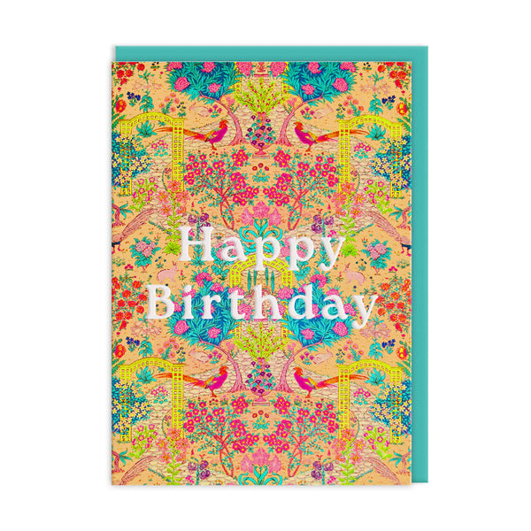 Ohh Deer Neon Floral Ornate Garden Greeting Card