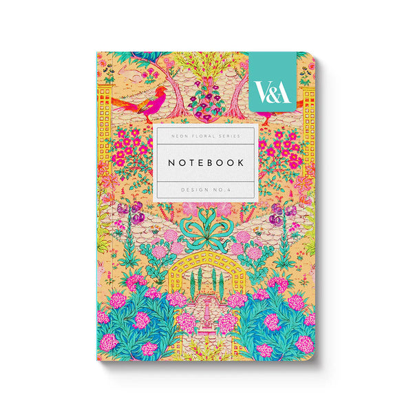V&A Neon Floral Ornate Garden Premium Paperback Notebook