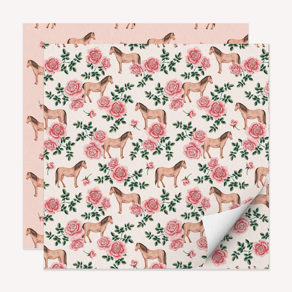 Whistlefish Floral Horse Wrapping Paper