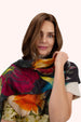Powder Wool Wrap Scarf - Opulant florals, Chocolate