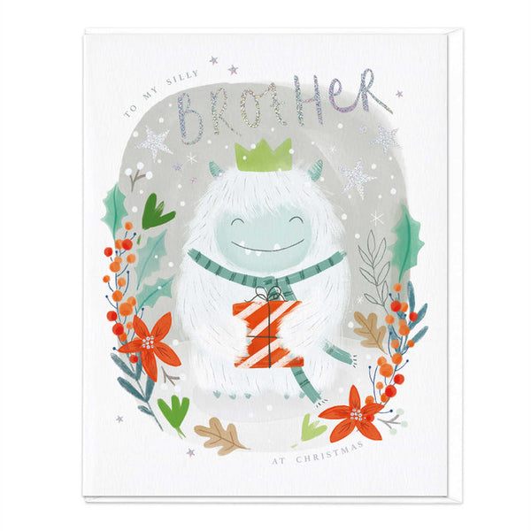 Whistlefish Oval Monster Brother Christmas Card