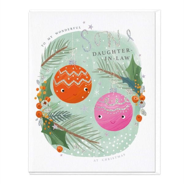 Whistlefish Oval Bauble Son Daughter In Law Christmas Card