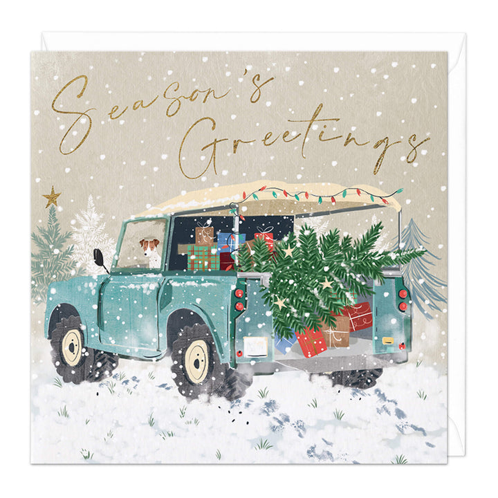 Whistlefish Dog Landrover Christmas Card