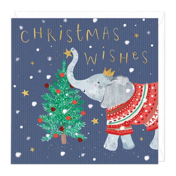 Whistlefish Clementine Elephant Tree Christmas Card