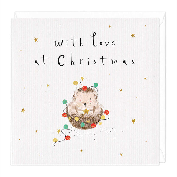 Whistlefish Tale Hedgehog Lights Christmas Card