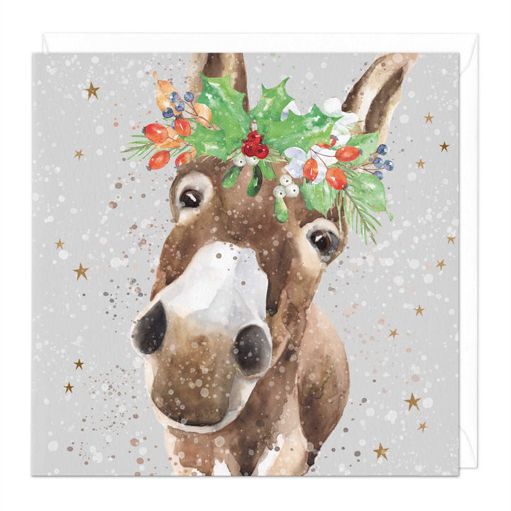 Whistlefish Close Up Donkey Christmas Card