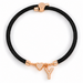 Black A-Z Initial Charm Heart Adjustable Cord Bracelet