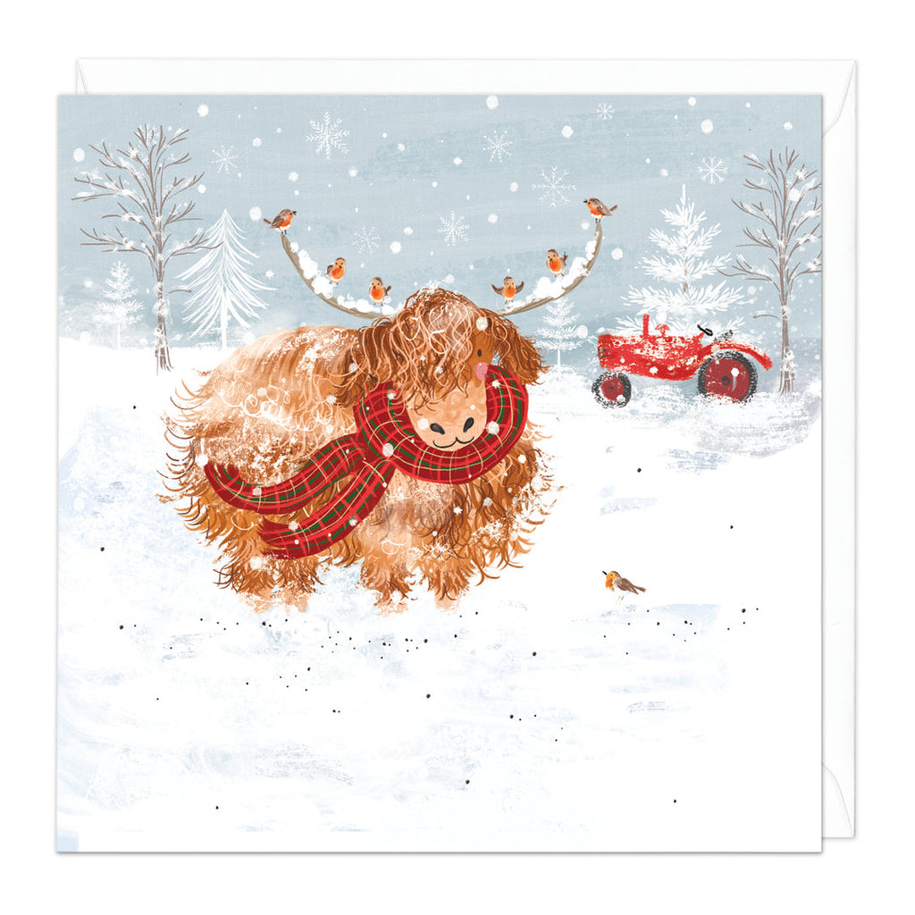 Whistlefish Wrap Up Warm, Highland Cow Christmas Card