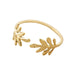 Lisa Angel Stainless Steel Gold Adjustable Fern Leaf Ring